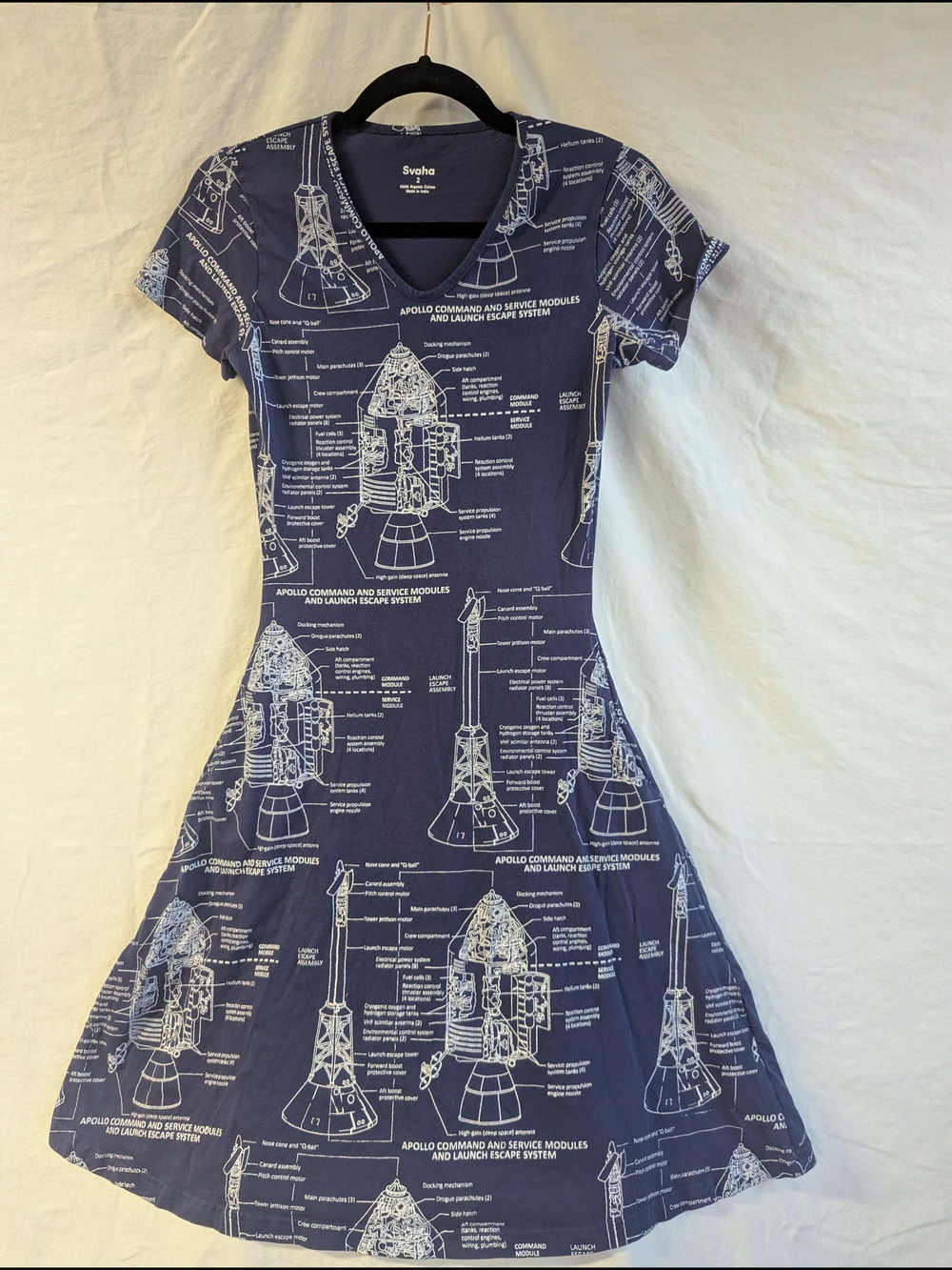 Svaha RARE Navy Blue Apollo Print Skater Dress